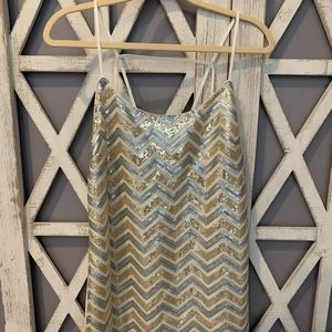 Silver and gold sequin party dress